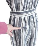 Charter Club  Linen Cotton Blue White Stripe Wide Leg Jumpsuit 8 Photo 6