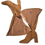 Nordstrom Rack  Tan Suede Square Toe Block‎ Heel Knee High Boots Women Size 5 Photo 1