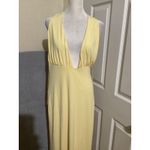 ZARA Yellow Halter Neck Plunging V Neck Maxi Dress Flowy Slit Size L Photo 2