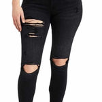 American Eagle  Black The Dream Curvy Super Hi Rise Distressed Denim Jeans Photo 0