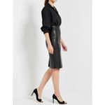 Norma Kamali  Faux Leather Straight Skirt, Black, XS Photo 4