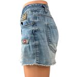 Kensie  Blue Patchwork Applique Distressed Raw Hem Cut-off Denim Jeans Shorts 29 Photo 1