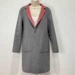 Ecru  Wool Reversible Coat Small Gray Pink Collar Chic Minimalist Winter Classic Photo 3
