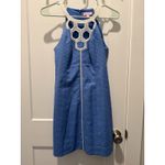 Lilly Pulitzer  Molly Blue White Cutout Hexagon Neckline Lined Mini Dress Small 2 Photo 1