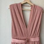 Sabina Musayev Dress Skylar Pink Metallic Plisse V Photo 3