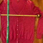 Merona  cardigan sweater large wine color with sequins on shoulders button up Photo 2