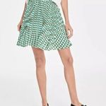 On 34th Mini Skirt Womens 16 Catalina Green Combo Geometric Pleated Retro Chic Photo 0