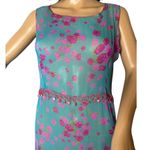 Johnny Was Boho Chic Sheer Blue pink floral Floral embroidery sequin maxi dress Photo 2