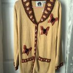New Storybook Knits Women Sweater sz S button up Butterfly Embellished Cardigan Photo 1