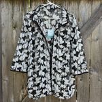 Ming Wang NWT Blazer Top Black White Floral Embroidered Size XL Retail $235.00 Photo 1