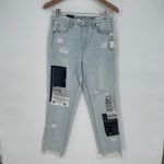 BLANKNYC Madison Crop High Rise Distressed Bandana Patch Jeans Size 25 Blue Photo 1