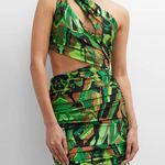 DUNDAS Gala Ruched One Shoulder Cutout Jersey dress Jungle Camo IT 46 US 10 Green Photo 4