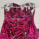 Lulus NWT Look Like a Star Magenta Pink Reversible Sequin Strapless Dress MEDIUM Photo 8