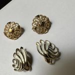Avon, Crown Trifari Vintage Gold Tone Clip On Earrings Lot Of 2 Signed Photo 1
