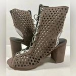 Shoe Republic LA NIB!Shoe -Suede Perforated-Lace UpPeep toe heel booties Size 9 Photo 0