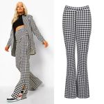 Boohoo High Waisted Dogtooth Check Split Front Trousers Size 12 Tall NWT Photo 2