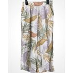 Tahari  Tropical Leaf Print Linen Wide Leg Pants - Tan Sage Lavender White - M Photo 1