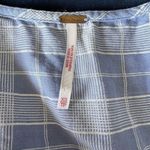 Free People  Boho Lace Crotchet Plaid Puff Sleeve Top Photo 6