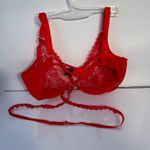 Ann Summers Red Lace Trim Balconette Bra Eyelash Trim Straps Size XL Strappy Photo 2