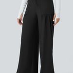 Halara  High Waist Wide Leg Drawstring Yoga Pants Patch Pockets Black XL NWT Photo 2