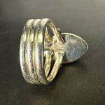 Sterling Silver Pink and Green Moonstone Two Stone Triple Band Ring Size 7 Photo 4