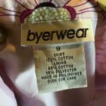 Vintage circle skirt Byerwear abstract birds floral pink knee length 8 Multiple Photo 4