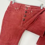 Madewell Cali Demi Boot Jeans in Corduroy Button Front Canterbury Red Size 25 Photo 5