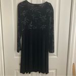 Vintage 90’s Dress Slinky Knit Size 14 Black Glittery Leaf Design Whimsigoth Photo 7