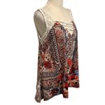 G Collection Women’s Floral Multicolor Lace Tank Top w/Handkerchief Cut Hem. Red Size L Photo 3