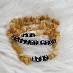 Hand Crafted Topaz Chip Boss Statement Inspiration Bracelet Set Tan Photo 3