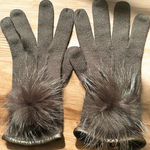 Loro Piana  Cashmere And Fox Fur Brown Gloves med Photo 0
