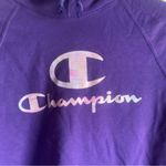 Champion Powerblend Hoodie Purple w Iridescent Metallic Big C Logo S Photo 2