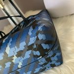 Coach  City Tote Graphic Plaid Print Blue & Black Carryall Large Photo 4