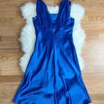 Vintage 80s/90s Fiesta Royal Blue Satin Old Hollywood Short Cocktail Dress Size L Photo 4