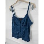 Shyanne  Lace Trim Satin Babydoll Cami Top Women M Blue Y2K Inspired Festival Photo 9