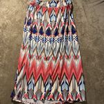 Cato  Skirt Women's Size 14/16W Plus Maxi Red Blue Abstract Artsy  Long Stretch Photo 2