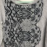 White House | Black Market  Gray Sweater Dress with Lace Design Photo 2
