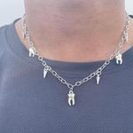 Handmade Gothic Silver Rivet Tooth Spike Necklace Y2K Punk silver Necklace Boho Grunge Photo 2