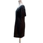 Ellen Ashley Vintage 90s Black 100% Linen Short Sleeve Zip Back Sheath Dress 10 Photo 1