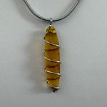 Natural Amber Wire Wrapped Pendant Necklace Honey Amber Stone Gold Photo 3
