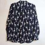 Talbots The Classic Casual Shirt Tossed Giraffes Blue Button Up Novelty Size M Photo 7
