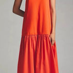 Anthropologie Maeve Flounce Maxi Dress Sz S Orange Preppy Coastal Casual Chic Photo 0