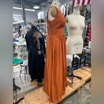 Long Bridesmaid Dress with Slit Pockets Chiffon Formal Dress for Women 12 Orange Photo 7