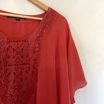 Love Stitch double lined coral top women's size L blouse flowy embroidered Pink Size L Photo 1