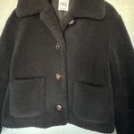 ZARA Black Teddy Jacket Women’s Size Small Faux Shearling Button-Up Cozy Casual Outerwear Photo 1