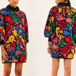 Farm Rio Black Tropical Garden Sweater Dress Size Medium Photo 3