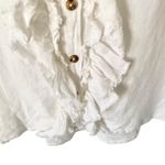 Pilcro  Anthropologie White Linen Ruffled Placket Shirt Size Medium Photo 6