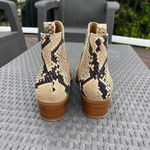Marc Fisher  Beige Animal Print Snake Stacked Heel Leather Chelsea Booties 7M Photo 4