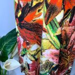 Carmen Marc Valvo Bold Multicolor Tiger Lillies Split Short Sleeve Dress L Photo 7