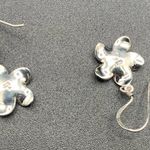 Sterling Silver Plumeria Flower Earrings Dangle Drop 925 CZ Center Photo 3